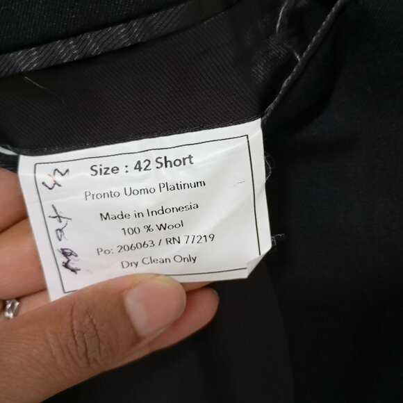 Pronto Uomo Platinum 100% Wool Black Business Blazer Jacket Sport Coat Men's 42 - Picture 3 of 12